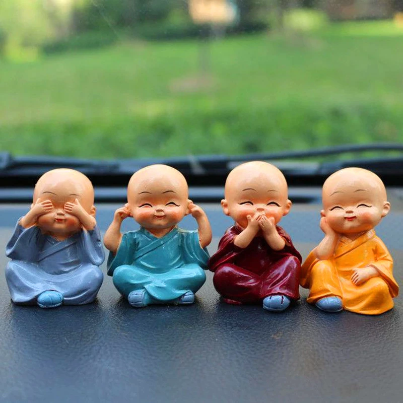 4 PCS BUDDHA MONK STATUE 1 4 PCS BUDDHA MONK STATUE 1