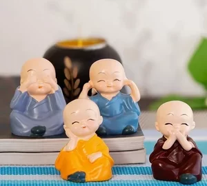 4 PCS BUDDHA MONK STATUE 4 4 PCS BUDDHA MONK STATUE 4