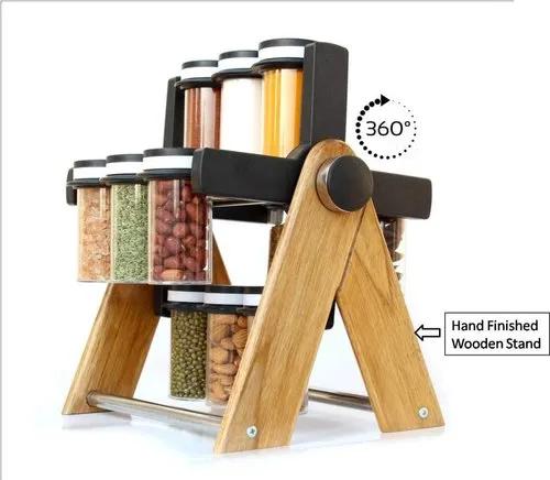 REVOLVING ROTATING WOODEN WHEEL 12 SPICE RACK 1 hemico 12 in 1 revolving spice rack 500x500 1