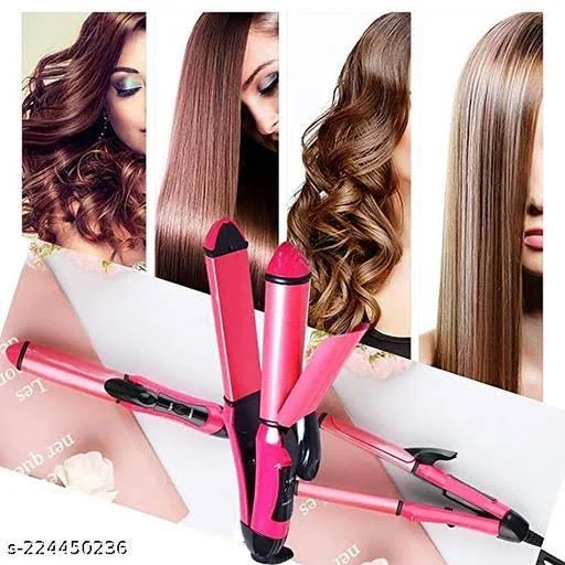 2 IN 1 Professional Hair Curler and Straightener (Pink) 1 shopping 1 1