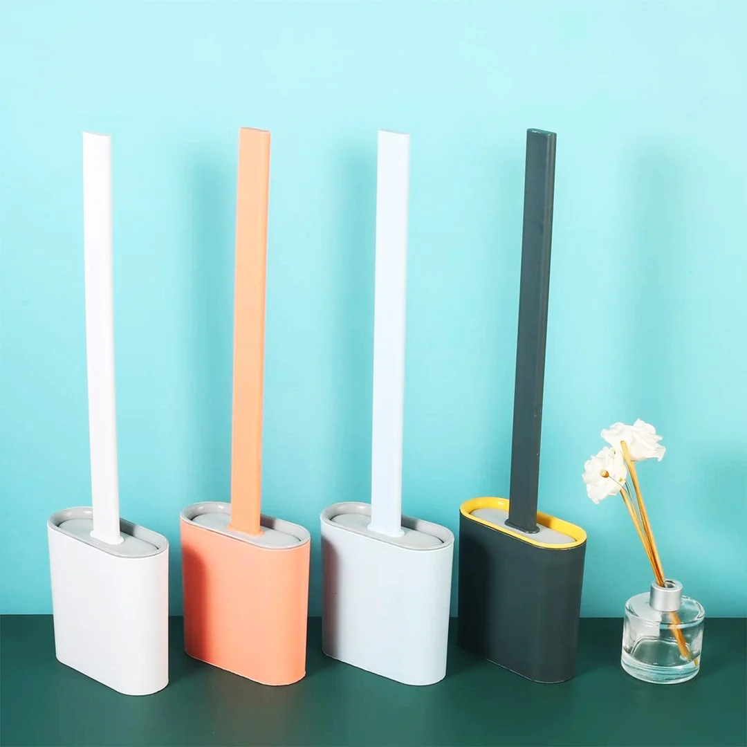 Silicone Toilet Cleaning Brush With Holder Stand 10 Silicone Toilet Cleaning Brush With Holder Stand 10