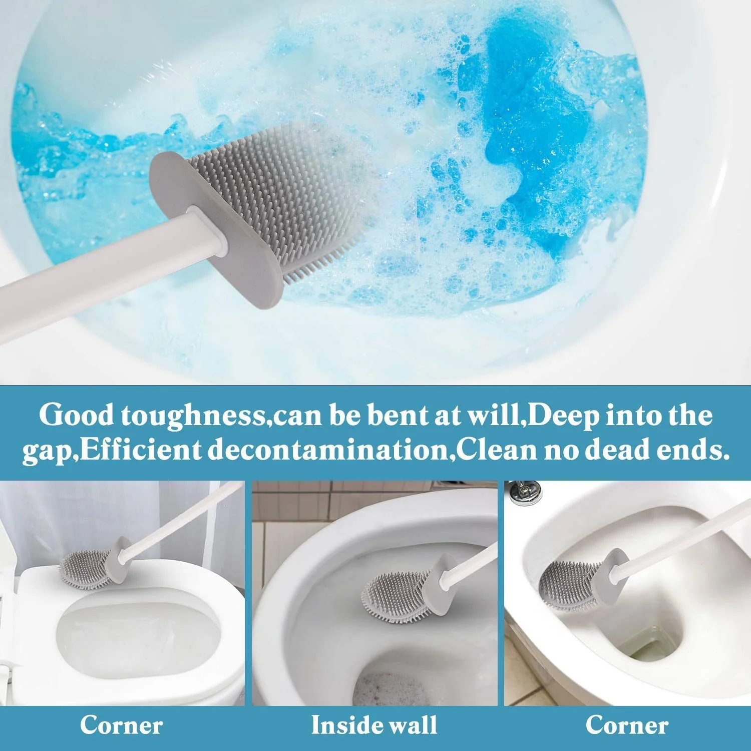 Silicone Toilet Cleaning Brush With Holder Stand 4 Silicone Toilet Cleaning Brush With Holder Stand 4