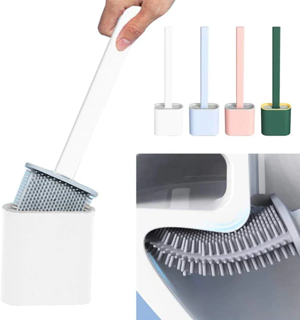 Silicone Toilet Cleaning Brush With Holder Stand 7 Silicone Toilet Cleaning Brush With Holder Stand 7