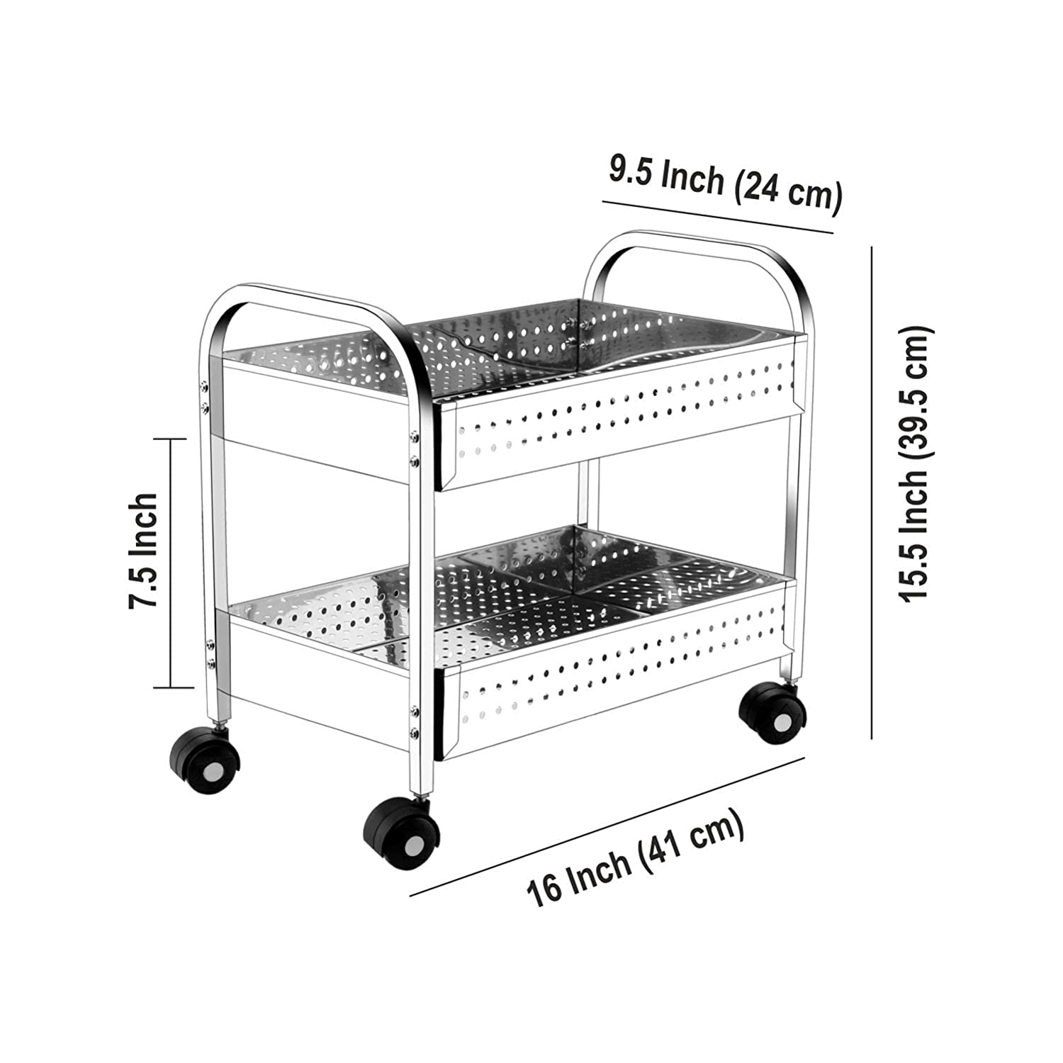 Stainless Steel 2 Tier Trolleys1 Stainless Steel 2 Tier Trolleys1