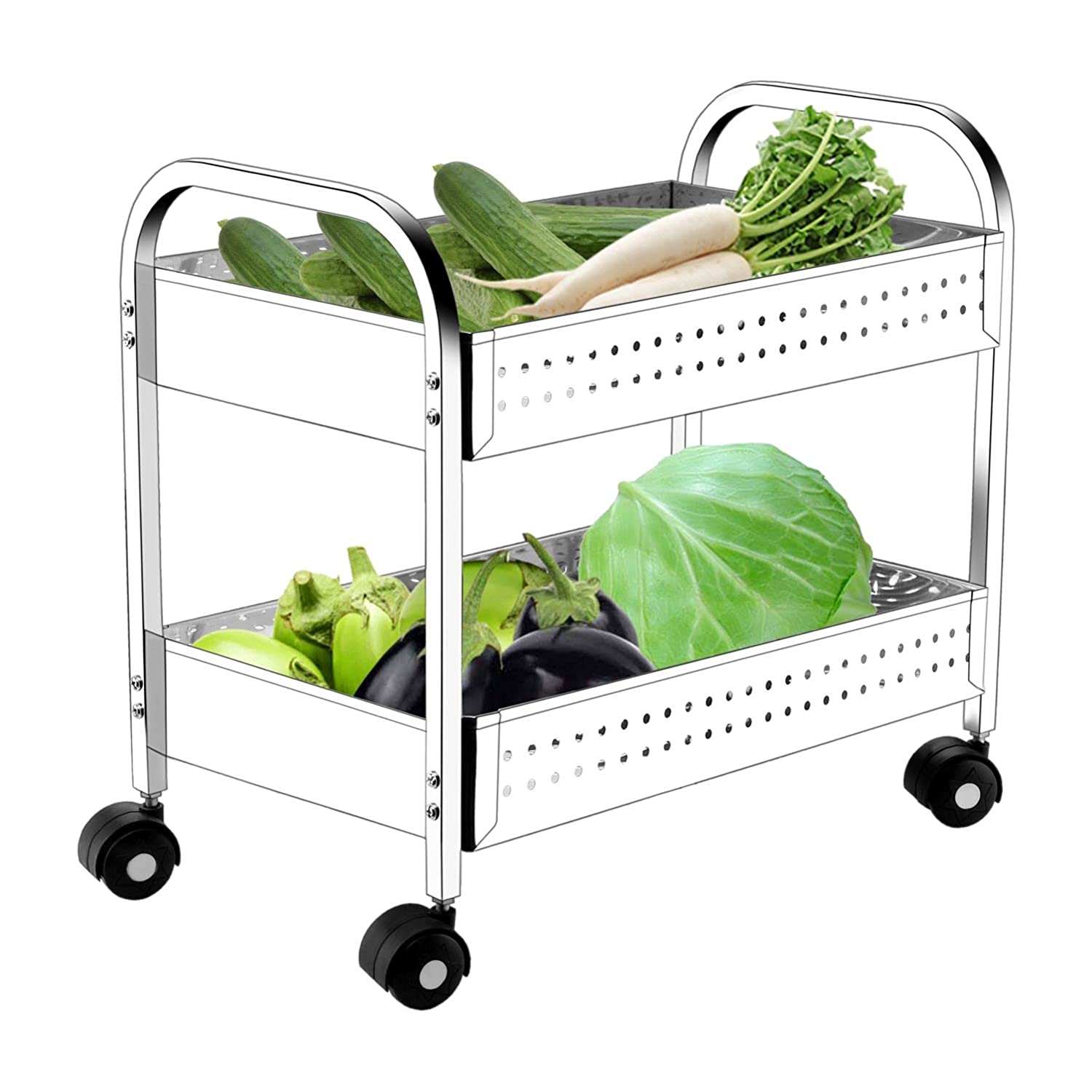 Stainless Steel 2 Tier Trolleys6 Stainless Steel 2 Tier Trolleys6